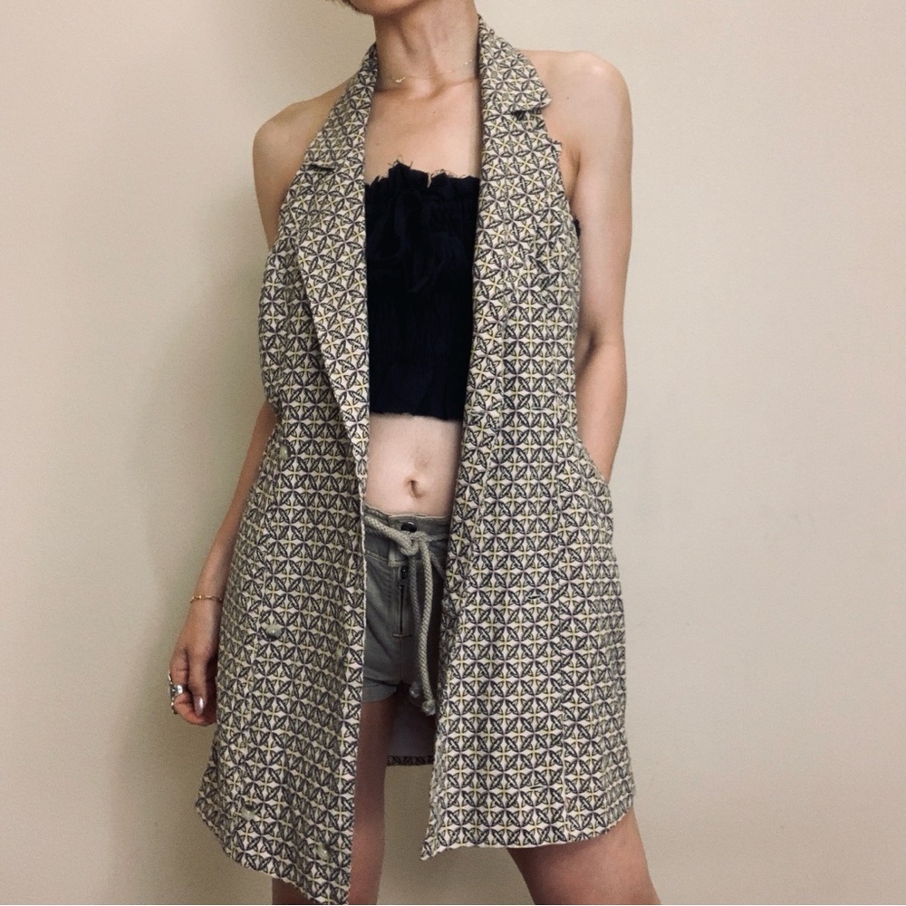 Geometric Pattern Halter Dress - Picture 2 of 13
